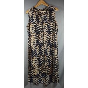 Milano Abstract Tiger Stripe Sleeveless Button Front High Low Midi duster /dress